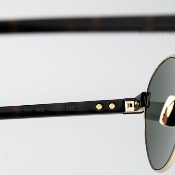 NEW Saint Laurent SL707 002 Gold Havana Green Oval Unisex Sunglasses